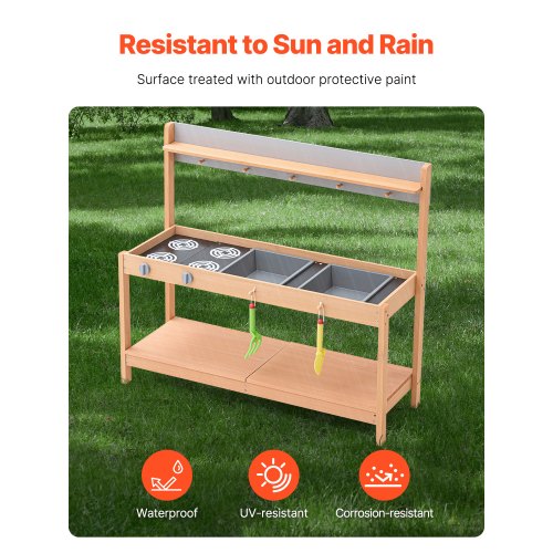 Mud Kitchen, Puinen Leikkikeittiö 100x36x88.5 cm, Ulkokäyttöön, Setri