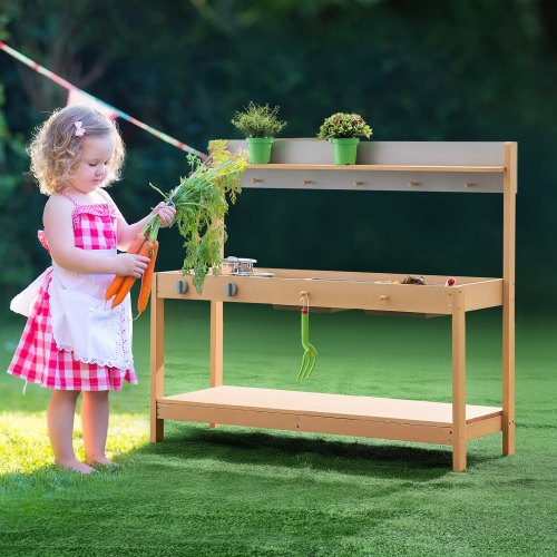 Mud Kitchen, Puinen Leikkikeittiö 100x36x88.5 cm, Ulkokäyttöön, Setri