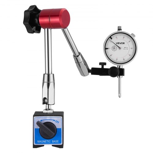 Dialmåleur, 0,03 mm nøjagtighed, 0-25,4 mm måleområde, 60 mm urskive, magnetisk base, justerbar arm, metal
