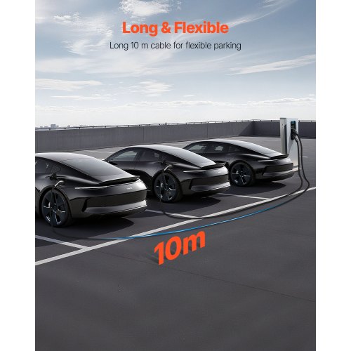 EV oplader forlængerledning, 10 m, sort, kraftig