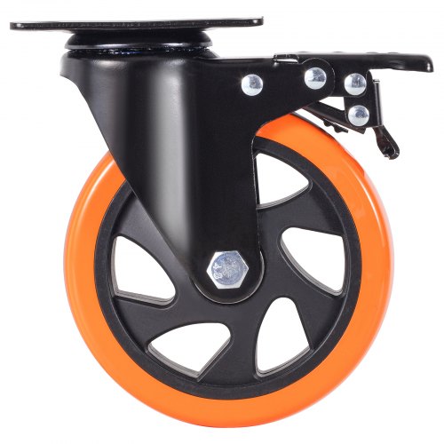 Hjul med drejeplade, 12,7 cm sæt med 4 hjul, 155x64x155 mm, kraftig belastning, PVC