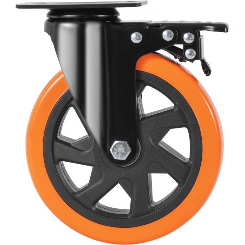 Hjul med drejeplade, 15,2 cm, 15,5x6,4x18,5 cm, Sæt af 4, PVC, Kraftig model