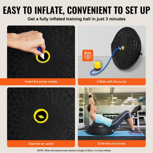 Balance Trainer, 66x20 cm, Sort, med modstandsbånd