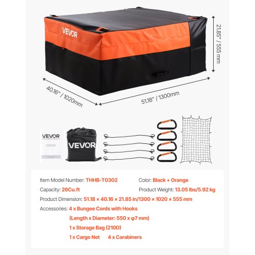 Lastbil lad bagage taske, 130x102x55,5 cm, Sort, Vandtæt 840D PVC