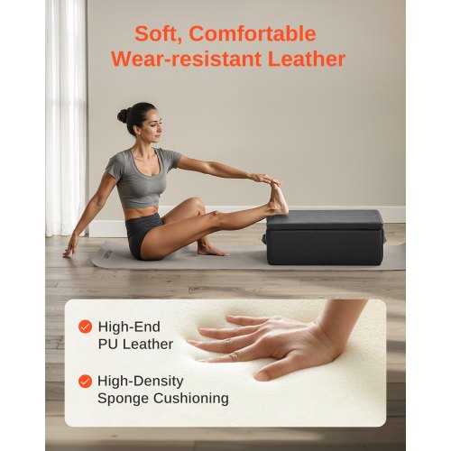 Pilates Reformer Box, 63.5x43.5x22.9 cm, Svart, PU och trä