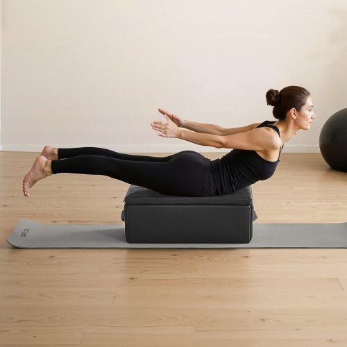 Pilates Reformer Box, 63.5x43.5x22.9 cm, Svart, PU och trä