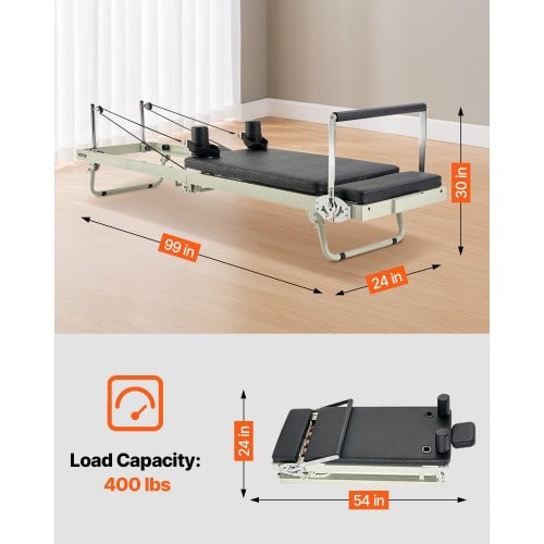 Pilates Reformer, 252x62x77 cm, Fällbar