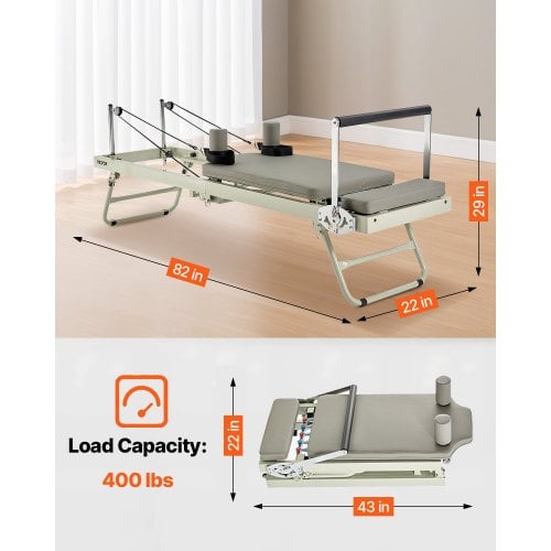 Pilates Reformer 208x56x72,5 cm Fällbar Träningsutrustning