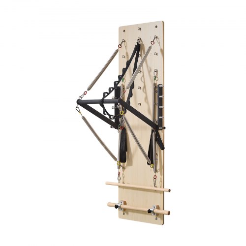 Pilates Reformer -laite, 183x56x62 cm, vaahterapuu, seinään kiinnitettävä kuntoiluväline