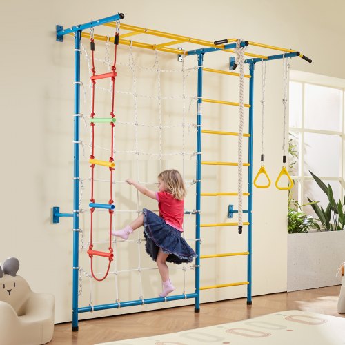 Sisäleikkikuntosali, 7-in-1 kiipeilyleikkisetti, hiiliteräs, monivärinen