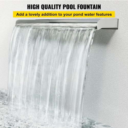 Vandfald Pool Fontæne, 150x11.5x8 cm, Sølv, Rustfrit Stål