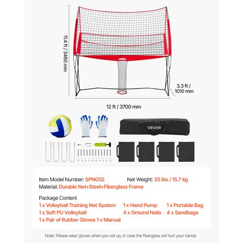Volleybollträningsnätssystem, höjdjusterbart, bollretur, portabelt, stål