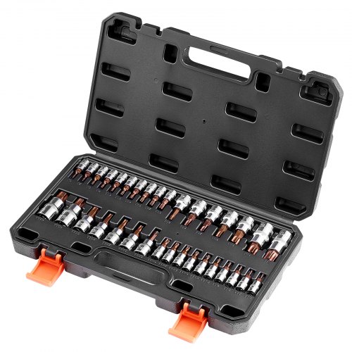 Torx-kärkihylsysarja, 34-osainen, 338x195x53 mm, musta, seosteräs