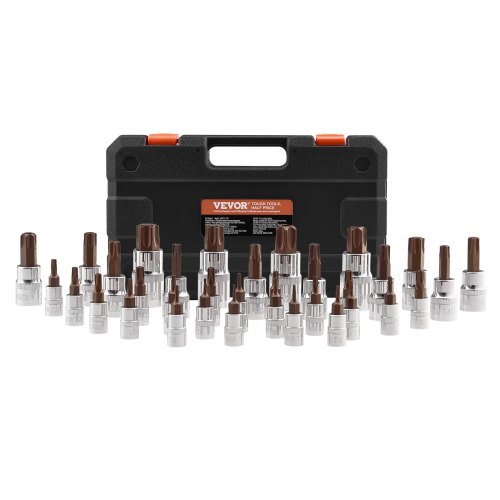 Torx bit-sættest, 34-dele, 338x195x53 mm, sort, legeret stål
