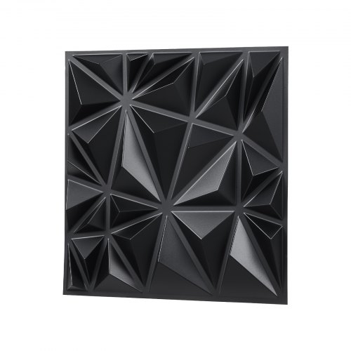 3D vægpaneler, 33-pak 30x30x2,5 cm mat sort, PVC