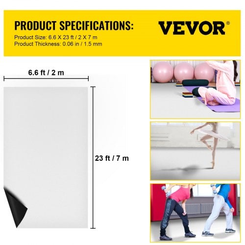 Dansgolv, 200x700 cm, Svart/Vit, PVC-vinyl