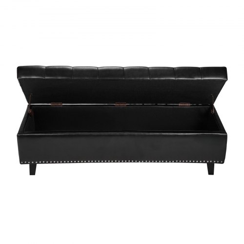Förvaringsbänk med ottoman, 41.5x130.5x44 cm, Svart, PU-läder