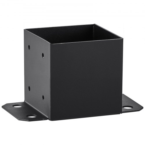 Sokkelbeslag, 142x142 mm, Mat Sort, Kraftigt Stål
