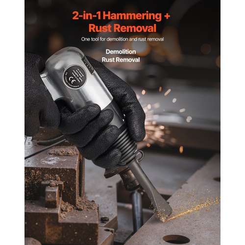 Luftmejsel, 4500BPM pneumatisk hammer med nåleskaler og 4 mejsler, 145x148x50 mm
