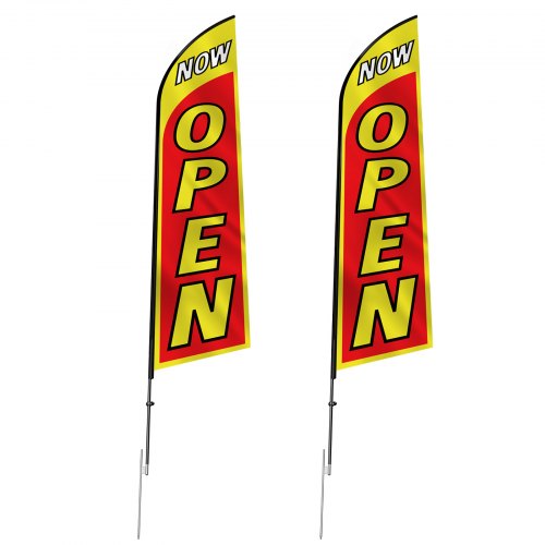 Reklame Fjerflag Sæt, 340x80 cm, Open, Aluminium, Udendørs