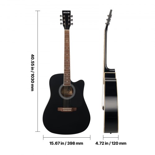 Akustisk guitar begynderpakke 1030x398x120 mm sort