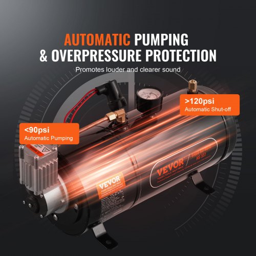 Luftkompressor, 15.2x5.6x7.9 in, 12V, 120 psi, Stål