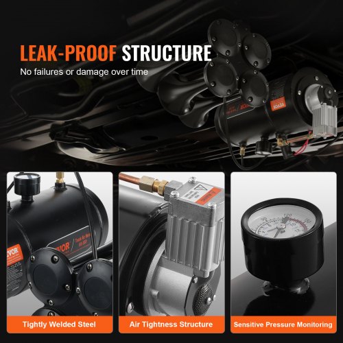 Luftkompressor, 15.2x5.6x7.9 in, 12V, 120 psi, Stål