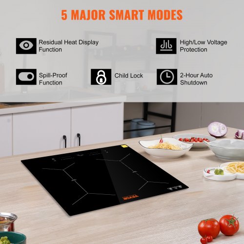 Elektrisk kogeplade, 61x keramisk glas, sort, touch kontrol, indbygget