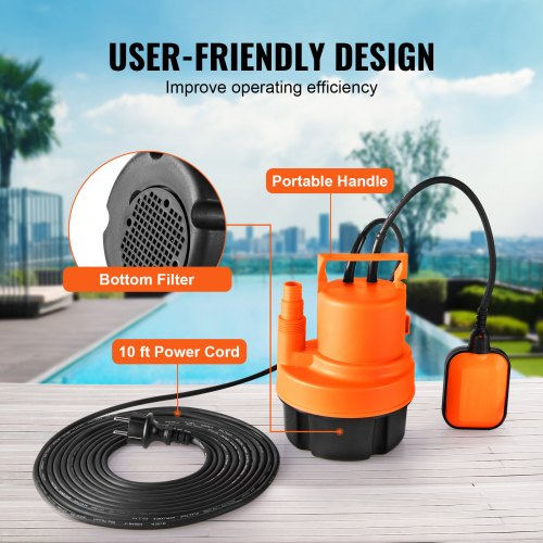 Nedsænkelig universalpumpe 320W 162x162x228 mm vandpumpe
