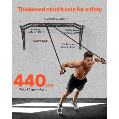 Pull Up Bar, 126x58.6x45.6 cm, Sort, Stål