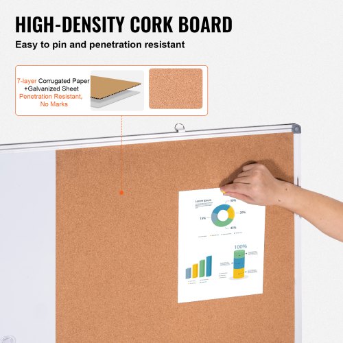 Whiteboard og opslagstavle kombi, 90x120x2 cm, Hvid, Aluminiumsramme