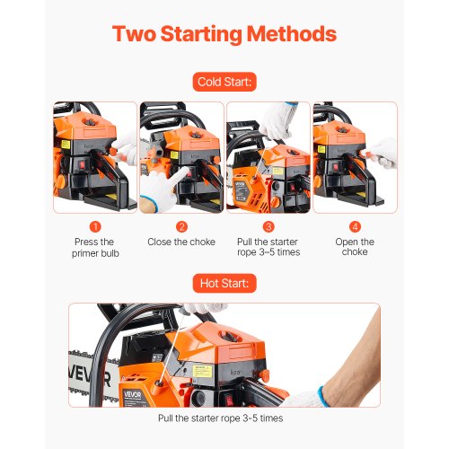 Benzinkædesav, 62 cc 3,6 HK, 50,8 cm, Orange, Træskæring