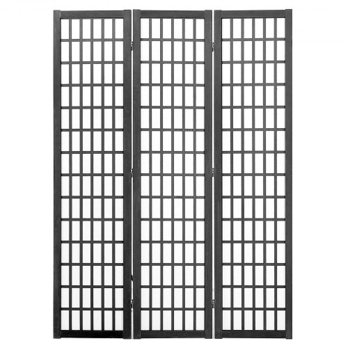 Rumdeler, 3-panel japansk stil, 120,5x170x18,5 cm, sort, træ foldbar