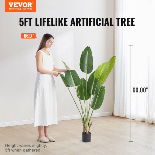 Kunstig Paradisfugl Træ, 70x70x152,4 cm, Grøn, PE Materiale