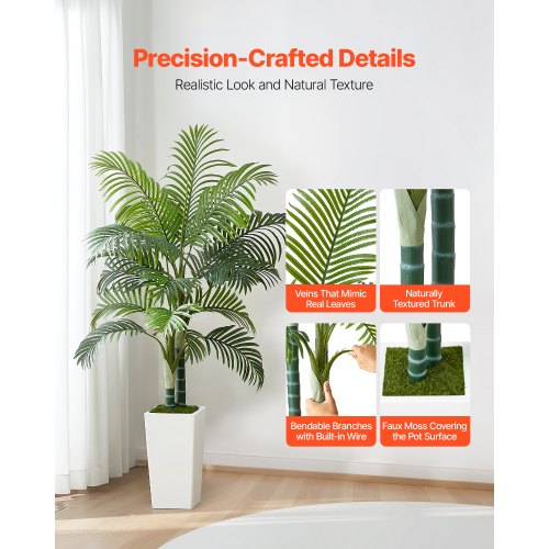 Konstgjord Areca Palm, 100x79x155 cm, Vit, PE-material