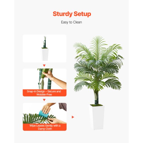 Konstgjord Areca Palm, 100x79x155 cm, Vit, PE-material