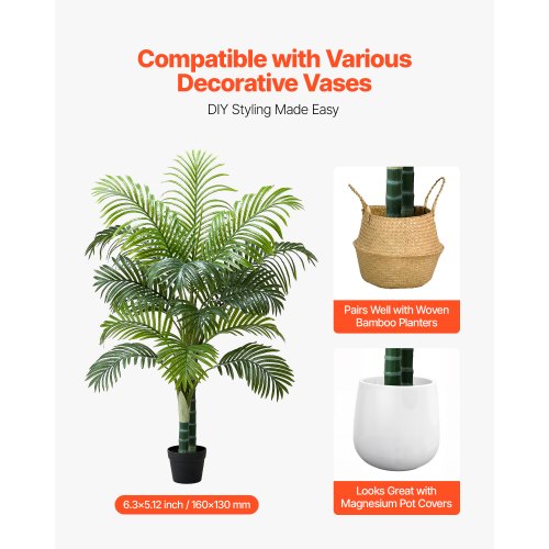 Konstgjord Areca Palm, 100x79x155 cm, Vit, PE-material
