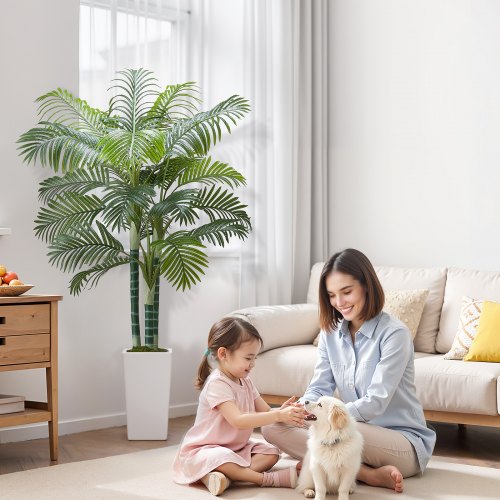 Kunstig Areca-palme, 1040x1040x1780 mm, Hvid, PE-materiale