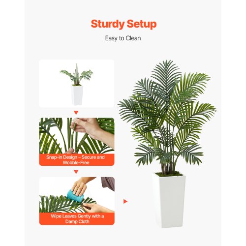 Tekokasvi Areca-palmu, 121,9 cm, 2 kpl, valkoinen ruukku, sisä- ja ulkokäyttöön