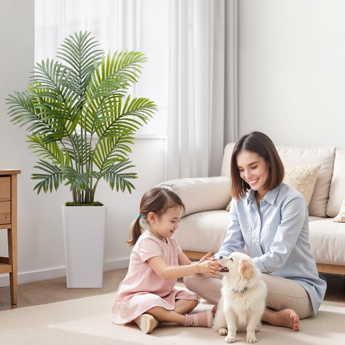 Tekokasvi Areca-palmu, 121,9 cm, 2 kpl, valkoinen ruukku, sisä- ja ulkokäyttöön
