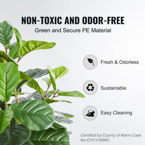 Kunstig Fiddle Leaf Fig Træ, 78x78x155,6 cm, Grøn, PE Materiale