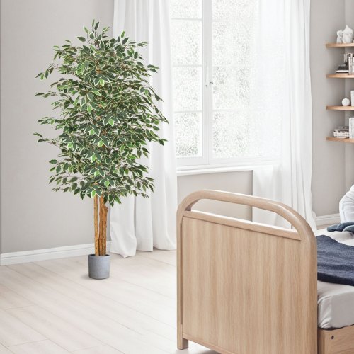 Kunstig Ficus Træ, 88x88x185 cm, Grøn, Silke Stof