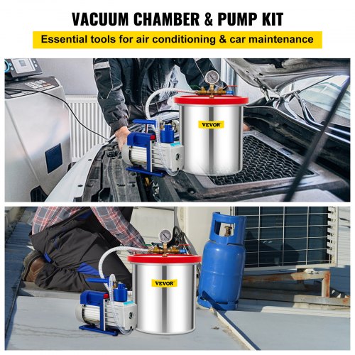 Vakuumkammer-sæt, 5 gallon, rustfrit stål, vakuumpumpe, afgasning