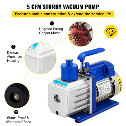 Vakuumkammer-sæt, 5 gallon, rustfrit stål, vakuumpumpe, afgasning