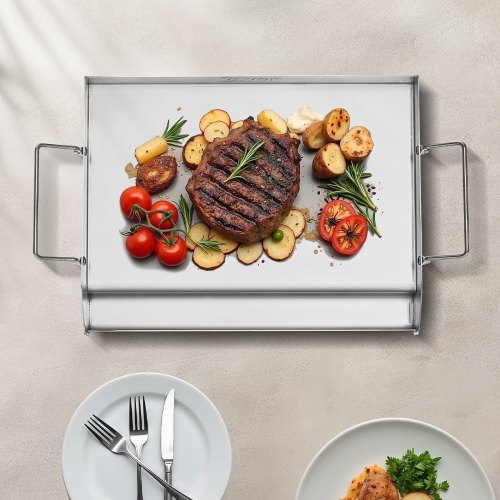 Grillplatta, Rostfritt Stål, Plan Yta, 43,2x33 cm, Stålfärg