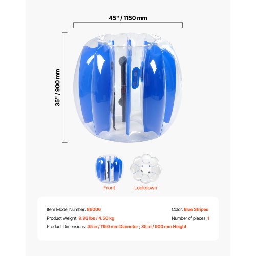 Oppustelig Bumper Ball 115x115x90 cm Blå Striber, PVC