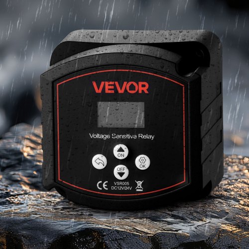 Batteriadskiller, 12V 300A Manuel og Automatisk VSR, 9x9x8 cm, Sort, spændingsstyring