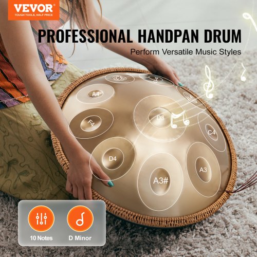 Handpan-trumma 55,9x55,9x25 cm Guld, Stålinstrument