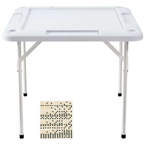Mahjongbord, 90x90x74 cm, Vit, Fällbart