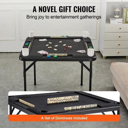 Mahjongbord, 90x90x74 cm, Svart, Fällbart